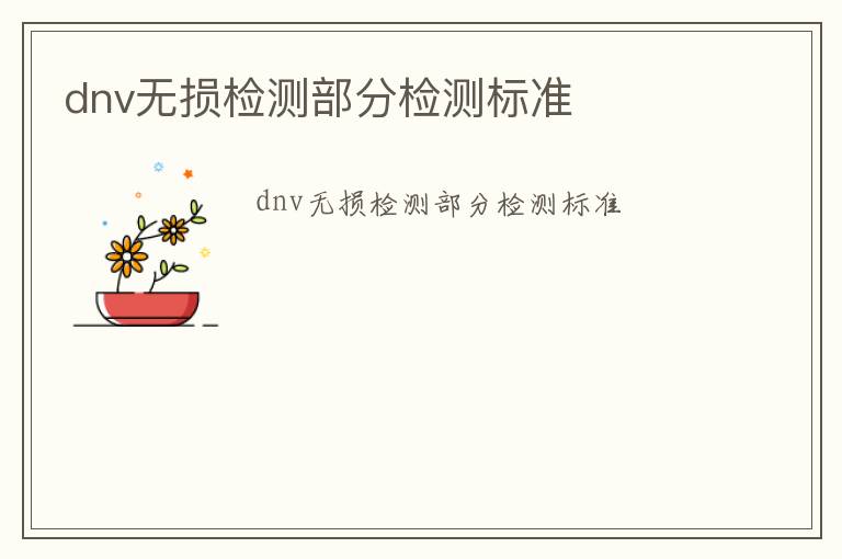 dnv無損檢測部分檢測標準