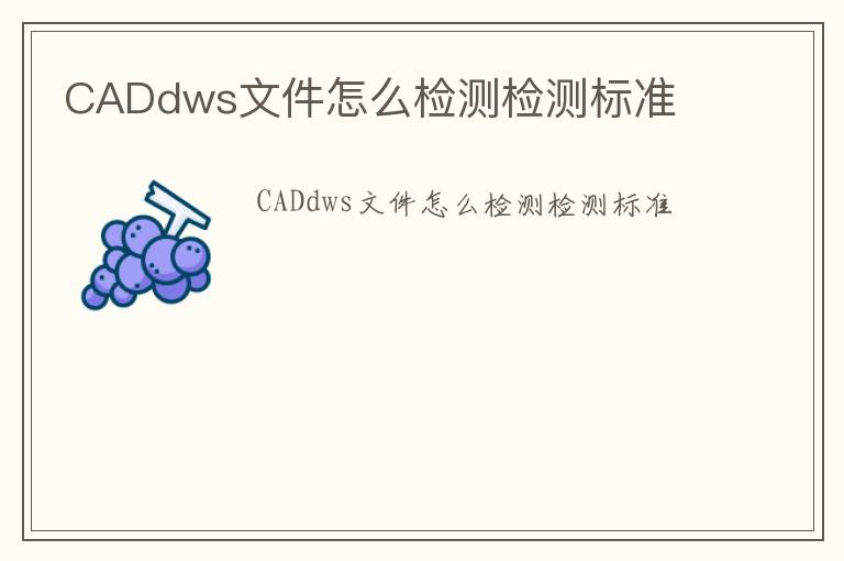 CADdws文件怎么檢測檢測標準