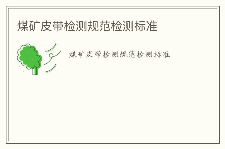 煤礦皮帶檢測(cè)規(guī)范檢測(cè)標(biāo)準(zhǔn)