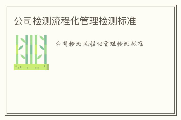 公司檢測流程化管理檢測標(biāo)準(zhǔn)