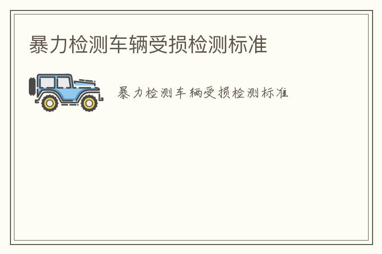 暴力檢測車輛受損檢測標(biāo)準(zhǔn)