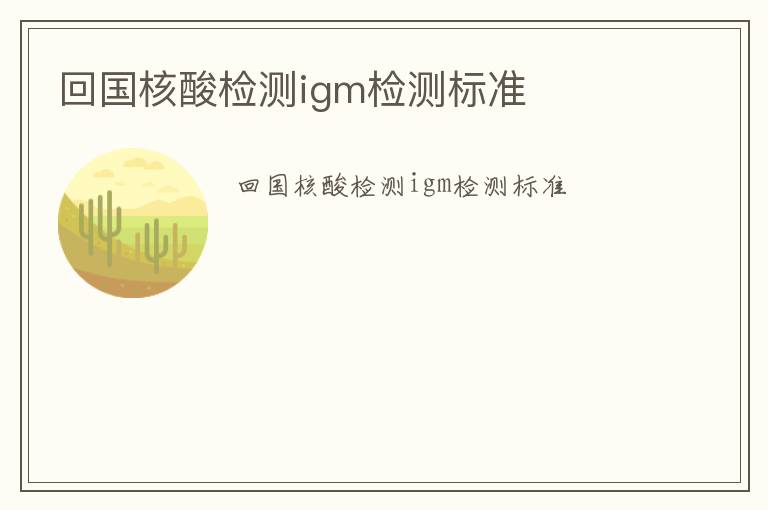 回國核酸檢測igm檢測標(biāo)準(zhǔn)