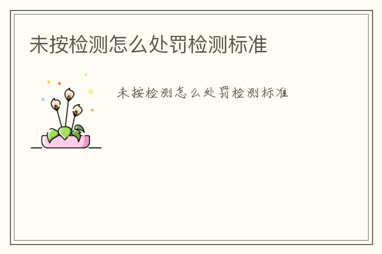 未按檢測怎么處罰檢測標(biāo)準(zhǔn)