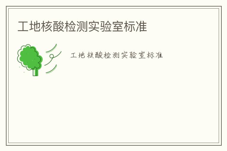 工地核酸檢測實(shí)驗(yàn)室標(biāo)準(zhǔn)