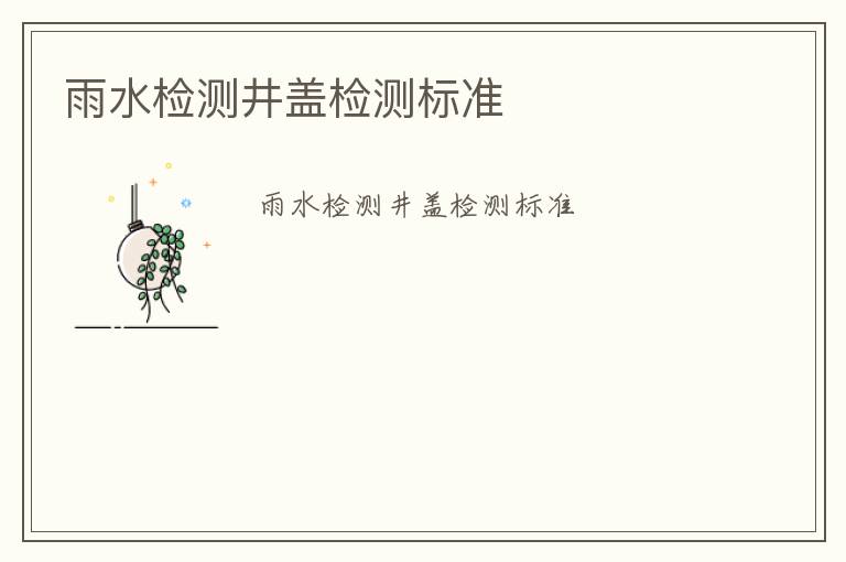 雨水檢測(cè)井蓋檢測(cè)標(biāo)準(zhǔn)