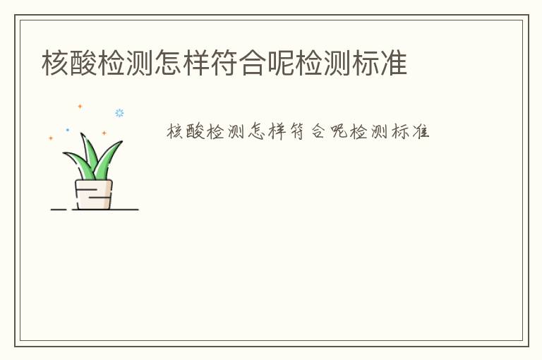 核酸檢測怎樣符合呢檢測標(biāo)準(zhǔn)