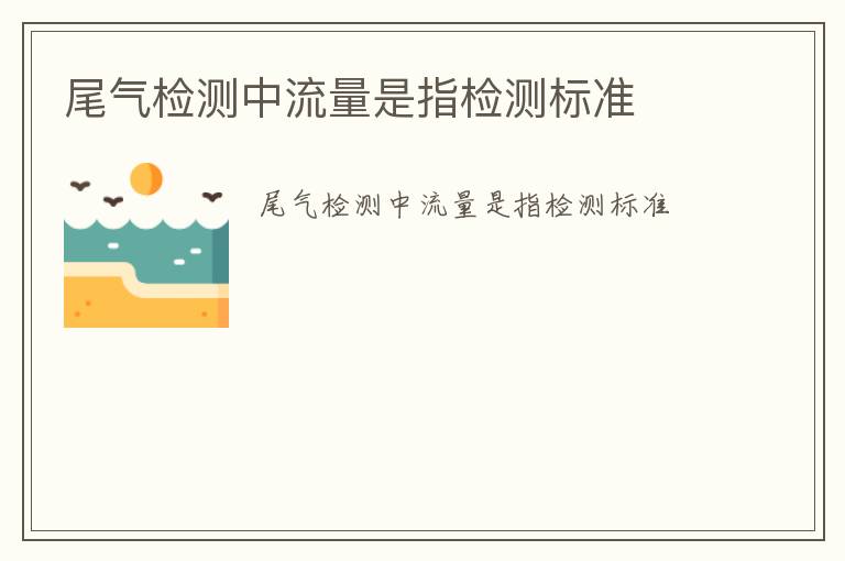 尾氣檢測中流量是指檢測標(biāo)準(zhǔn)