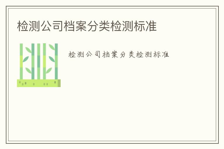 檢測公司檔案分類檢測標準