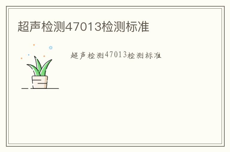 超聲檢測(cè)47013檢測(cè)標(biāo)準(zhǔn)