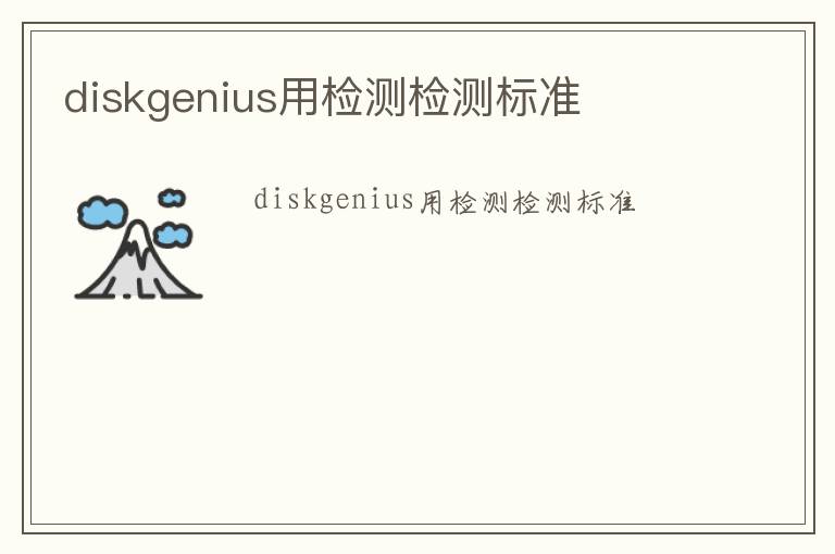 diskgenius用檢測檢測標(biāo)準(zhǔn)