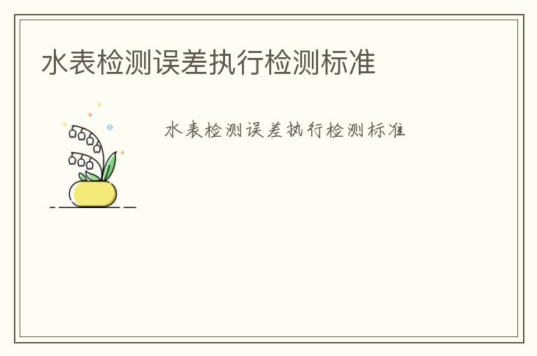 水表檢測(cè)誤差執(zhí)行檢測(cè)標(biāo)準(zhǔn)