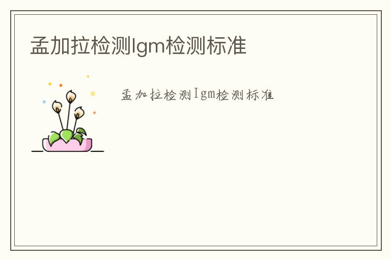 孟加拉檢測Igm檢測標準