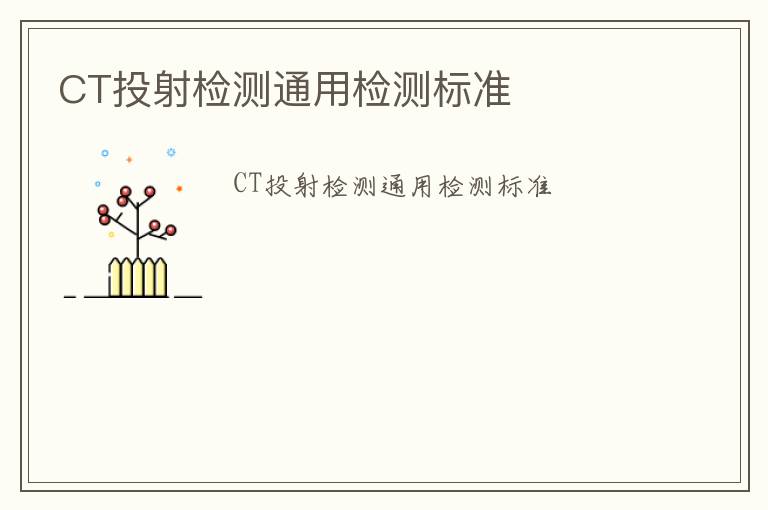 CT投射檢測通用檢測標準